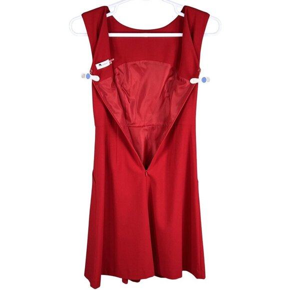 Calvin Klein Women 2 Little Red Dress Sleeveless Pockets Fit & Flare Career Wear - Picture 4 of 16